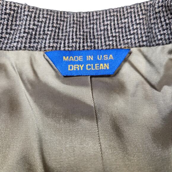 VINTAGE Pendleton Wool Herringbone Plaid Pleated Back Blazer Size 40 Sport Coat - Picture 12 of 16